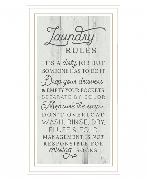 Laundry Rules 2 White Framed Print Bathroom Wall Art