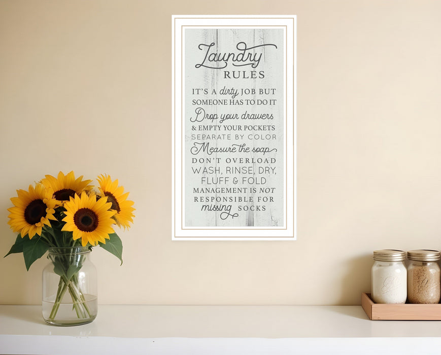 Laundry Rules 2 White Framed Print Bathroom Wall Art