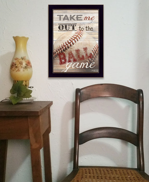 Take Me Out to the Ball Game 3 Black Framed Print Wall Art