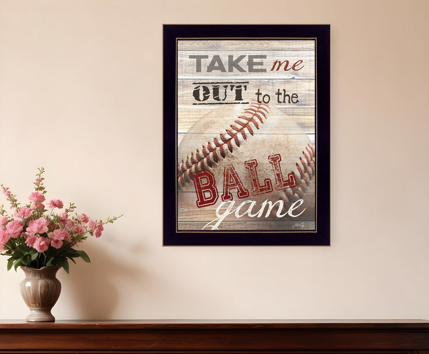 Take Me Out to the Ball Game 3 Black Framed Print Wall Art