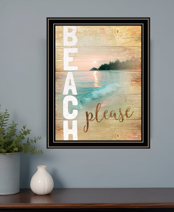 Beach Please 2 Black Framed Print Wall Art