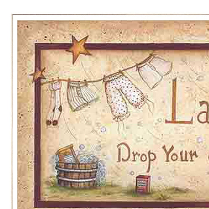 Drop Your Drawers Here White Framed Print Bathroom Wall Art