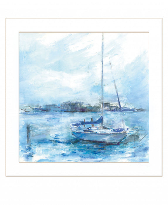 Serenity Sloop 1 White Framed Print Wall Art