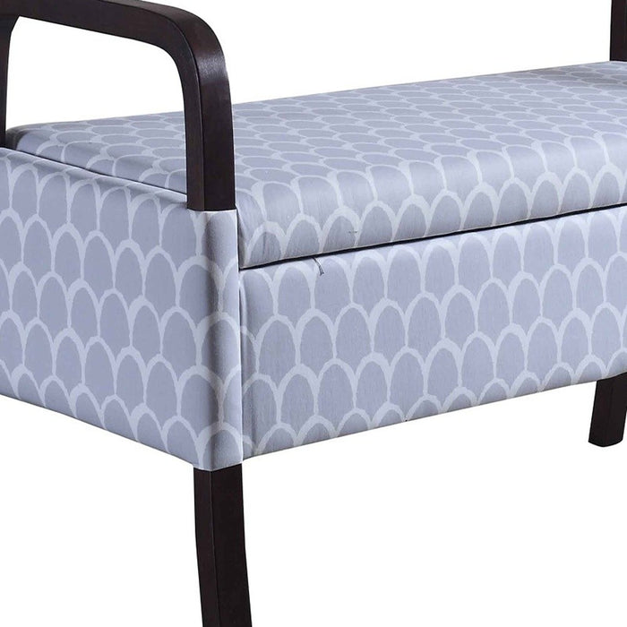 17" Black And Gray Upholstered 100% Polyester Trellis Entryway Bench With Flip Top