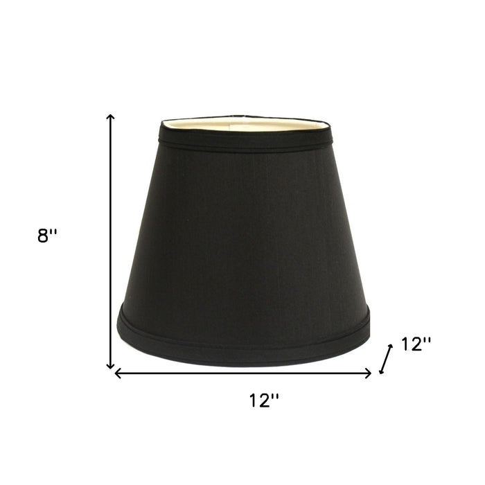 12" Black with White  Empire Hardback Slanted Shantung Lampshade