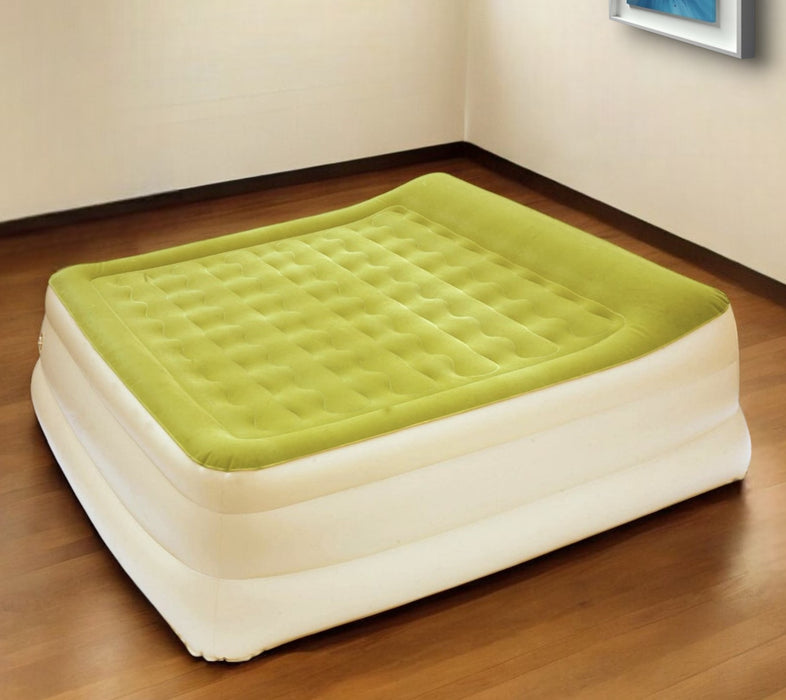 Raised Head Moss Green Inflatable Queen Size Bed Mattress