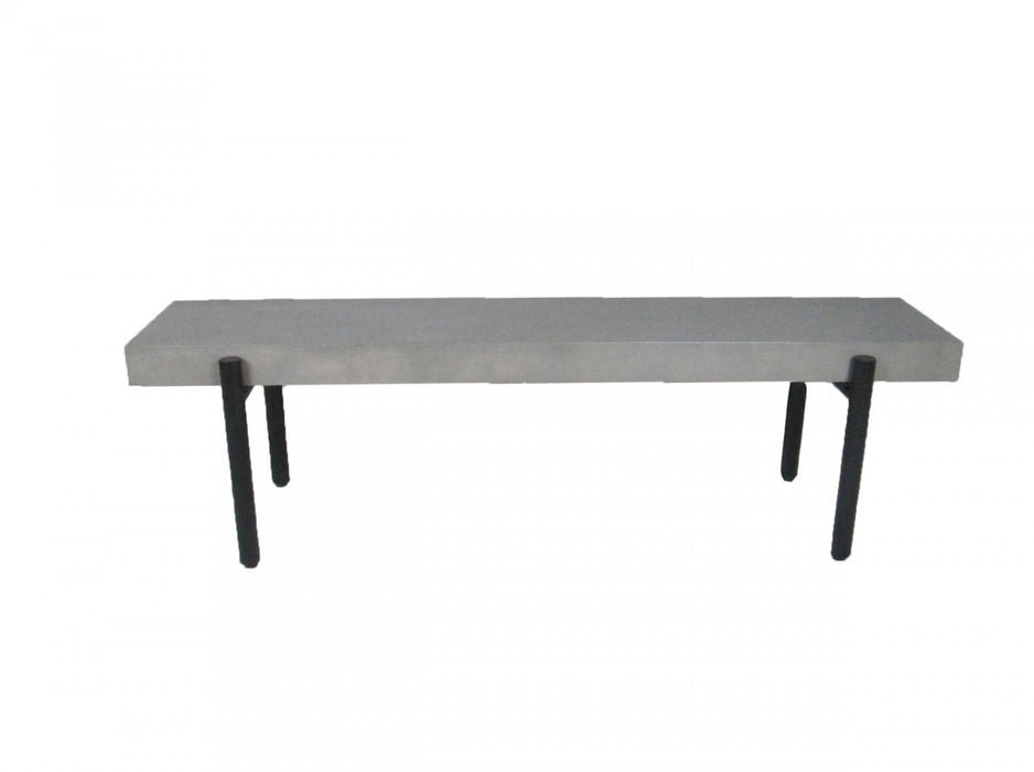 63" Gray and Black Concrete Dining Bench