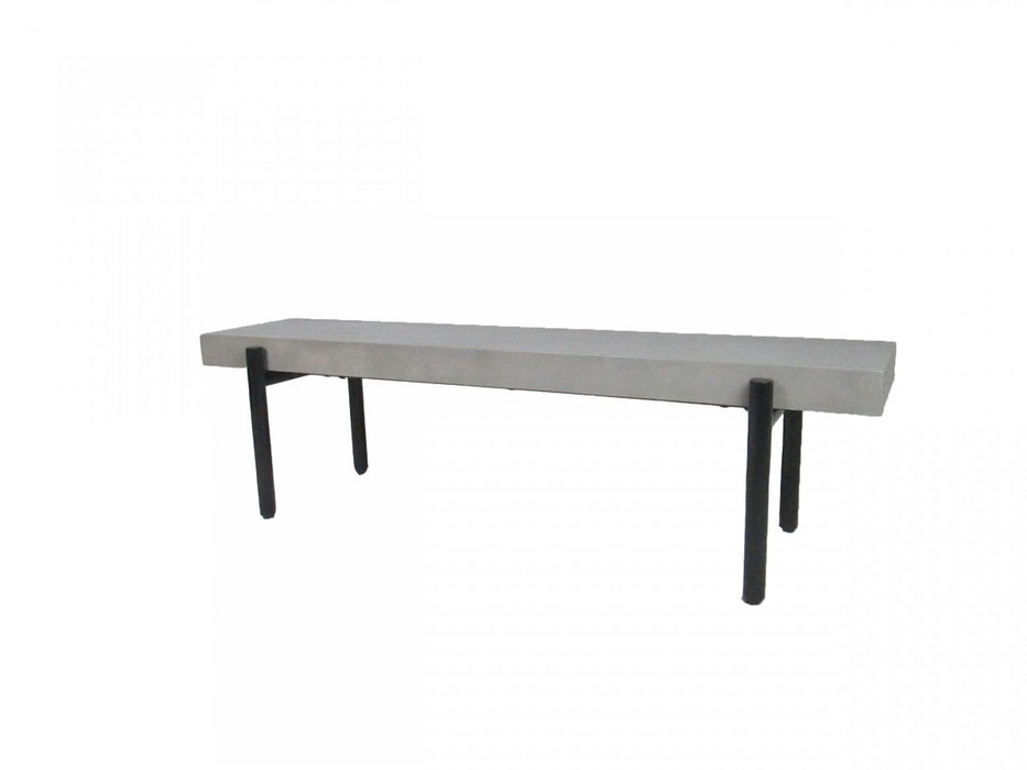 63" Gray and Black Concrete Dining Bench