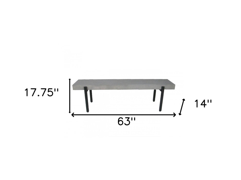 63" Gray and Black Concrete Dining Bench