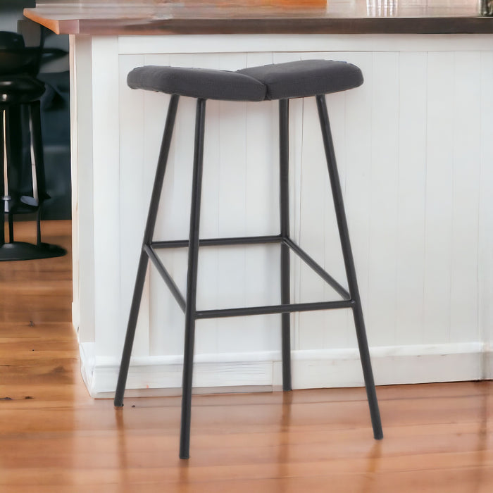 30" Gray And Black Steel Backless Bar Height Bar Chair