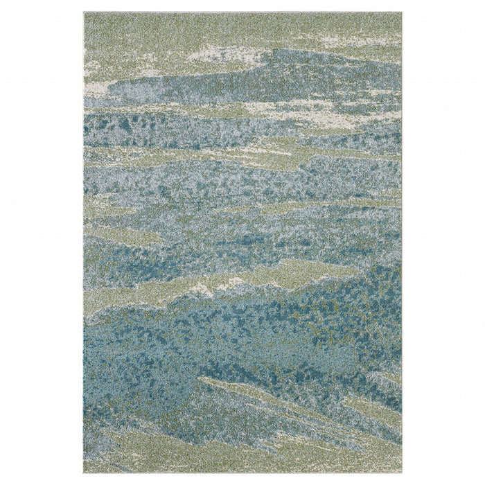 10' X 13' Blue Sage Impressionistic Ocean Area Rug