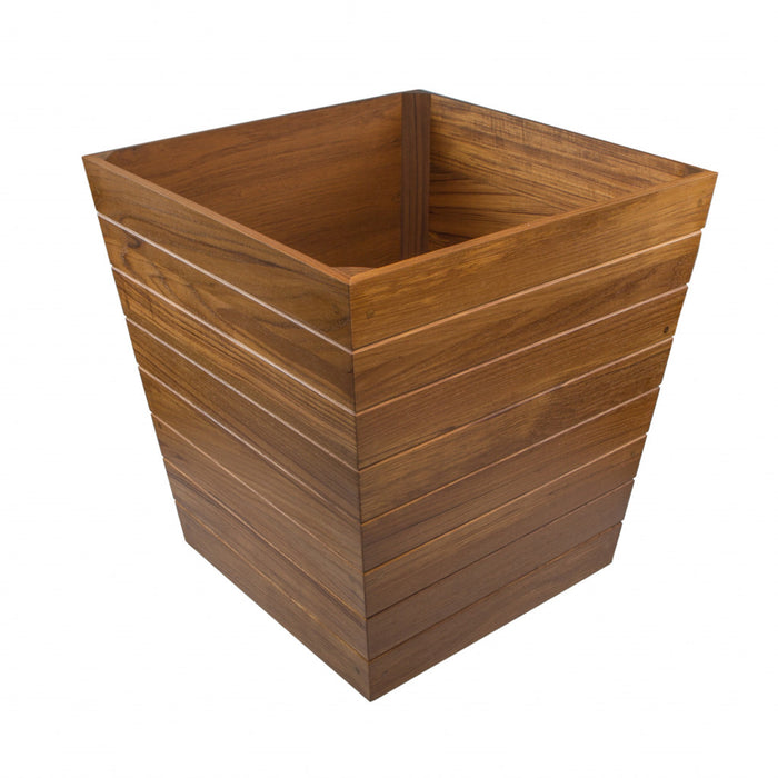 21" Brown Solid Wood Indoor Outdoor Square Planter Box