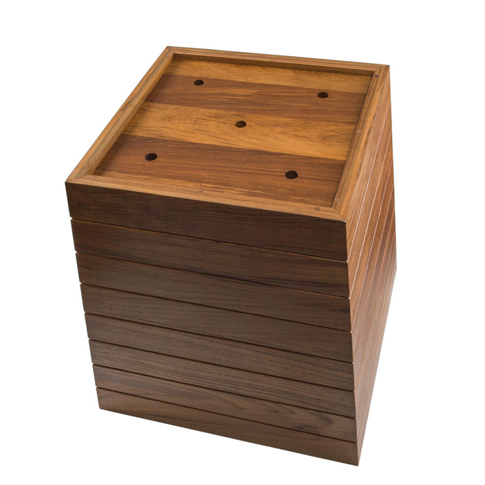 21" Brown Solid Wood Indoor Outdoor Square Planter Box