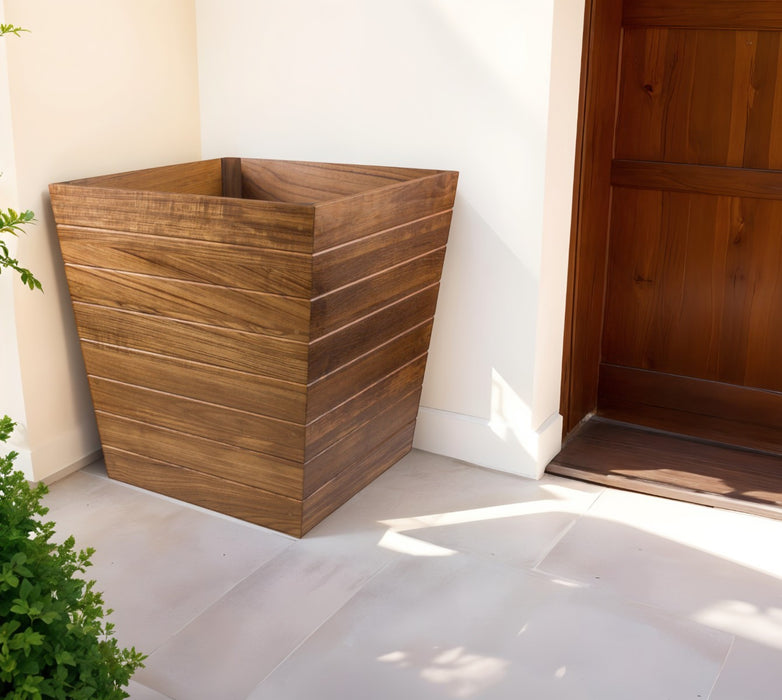 21" Brown Solid Wood Indoor Outdoor Square Planter Box