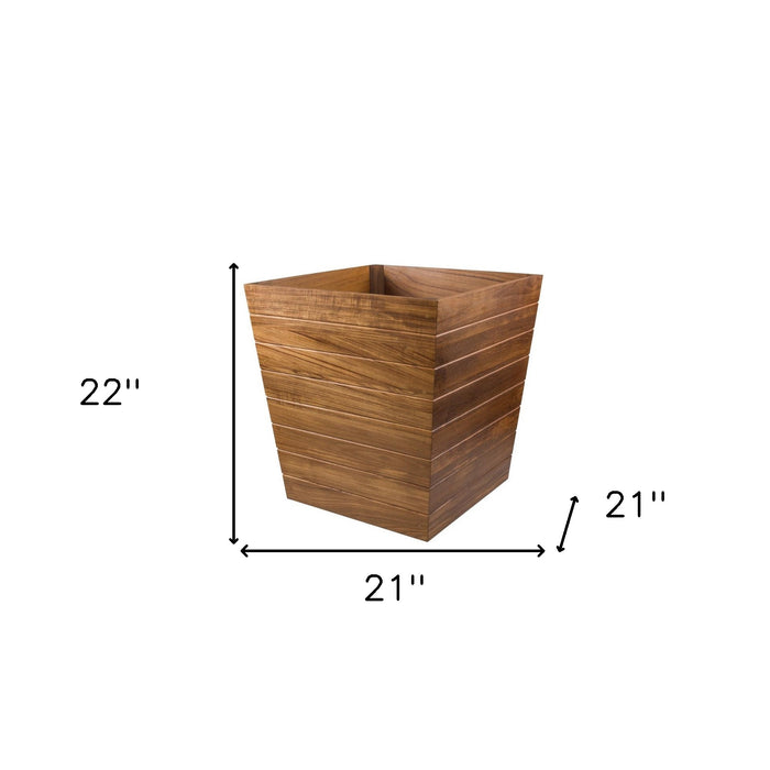 21" Brown Solid Wood Indoor Outdoor Square Planter Box