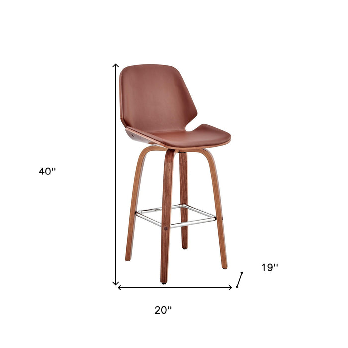 26" Brown Swivel Counter Height Bar Chair