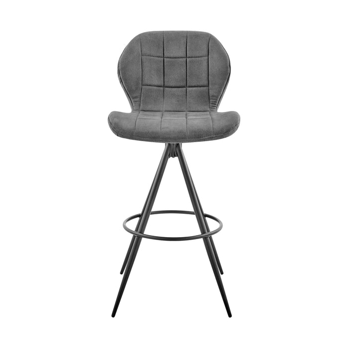 30" Charcoal And Black Iron Bar Height Bar Chair