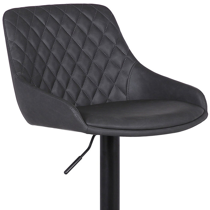 24" Gray And Black Iron Swivel Low Back Adjustable Height Bar Chair