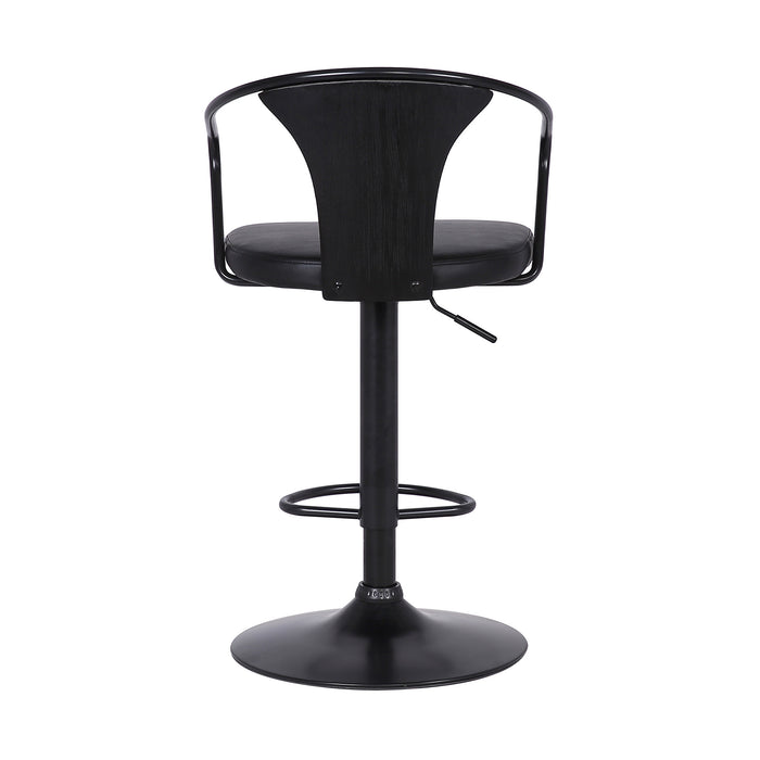 24" Black Iron Swivel Low Back Adjustable Height Bar Chair