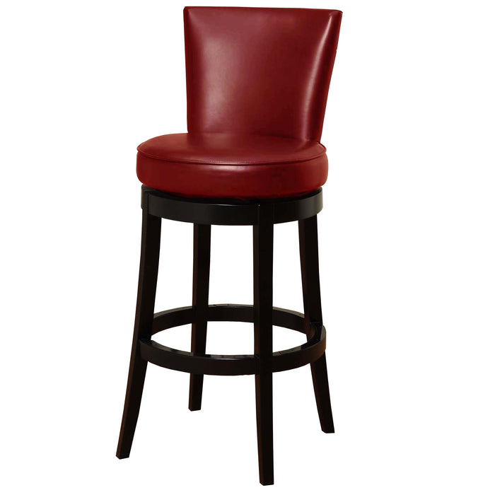 26" Red And Black Solid Wood Swivel Counter Height Bar Chair