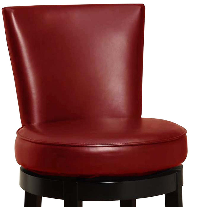 26" Red And Black Solid Wood Swivel Counter Height Bar Chair