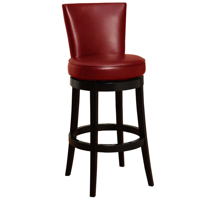 26" Red And Black Solid Wood Swivel Counter Height Bar Chair