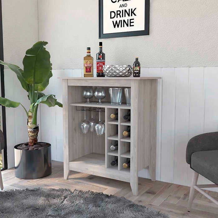 Light Gray Bar Cart With Wine Storage