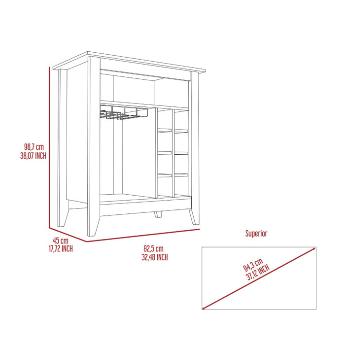 Light Gray Bar Cart With Wine Storage