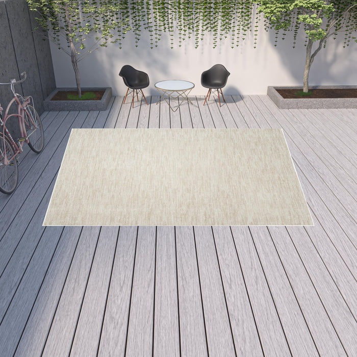 10' X 14' Ivory And Beige Non Skid Indoor Outdoor Area Rug