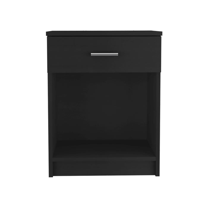 22" Black One Drawer Faux Wood Nightstand