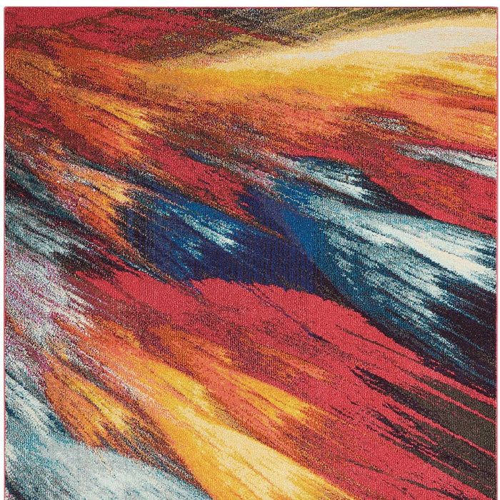 4' X 6' Burst Abstract Power Loom Non Skid Area Rug