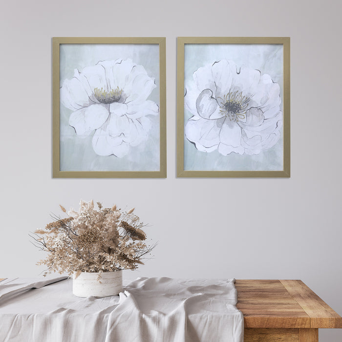 Set of Two White Rose Gold Picture Frame Painting Wall Art