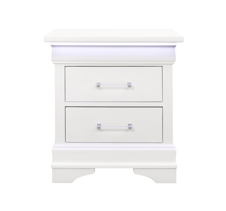 24" White Two Drawer Nightstand