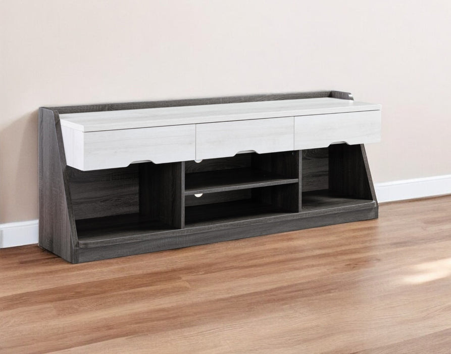 62" Gray and White Enclosed and Open Storage TV Stand