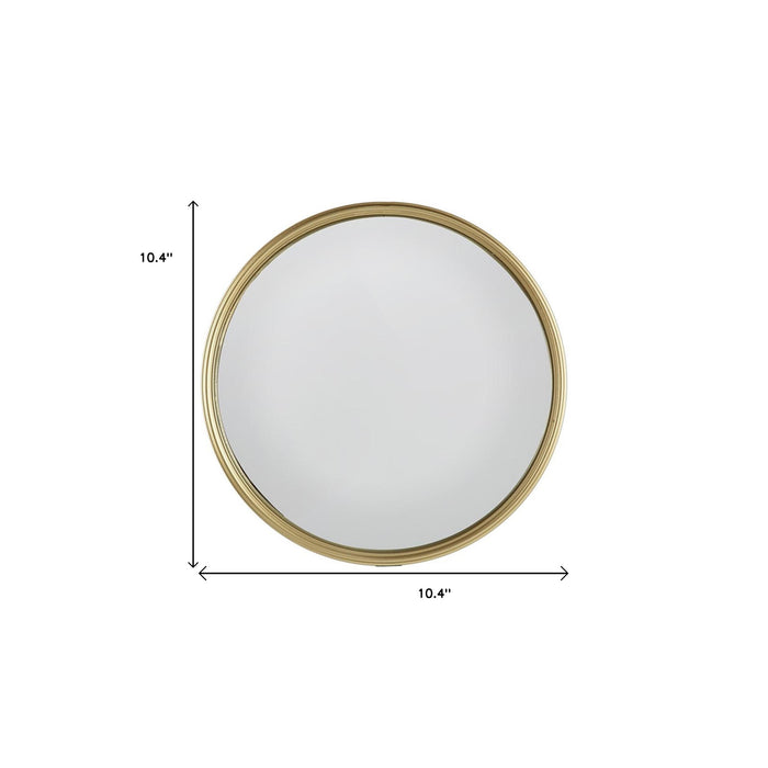 10" Gold Round Iron Textured Framed Accent Mirror