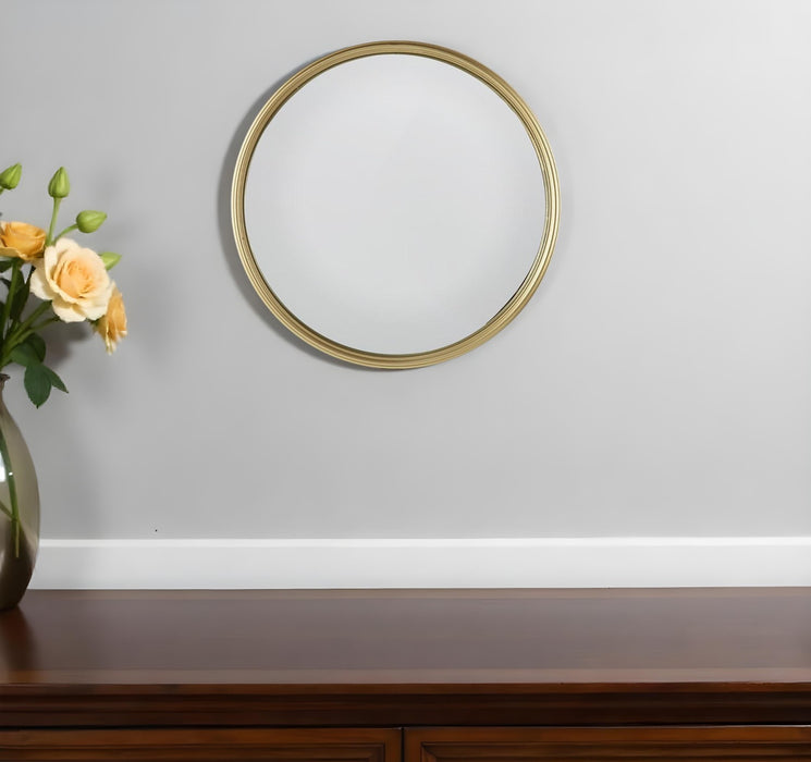 10" Gold Round Iron Textured Framed Accent Mirror