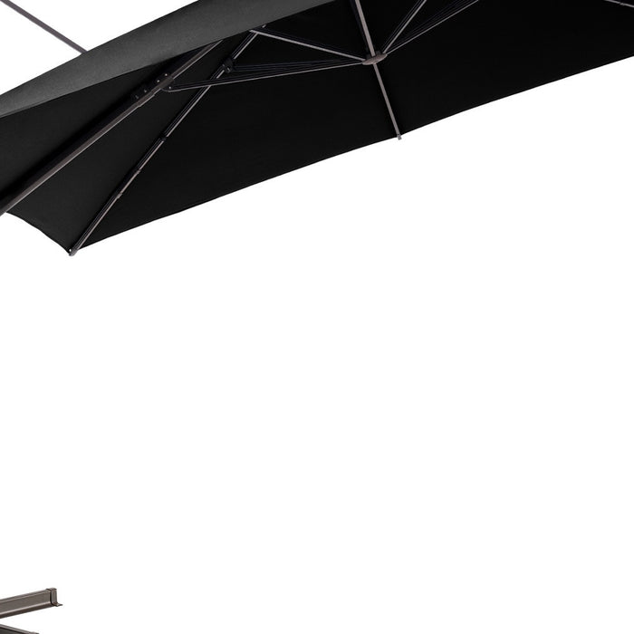 11' Black Polyester Round Tilt Cantilever Patio Umbrella With Stand