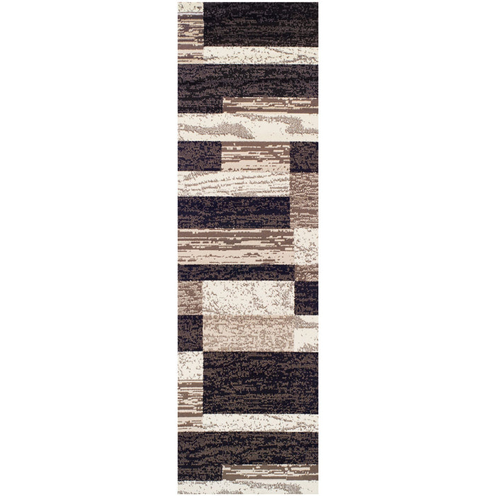 12' Chocolate Patchwork Power Loom Runner Rug