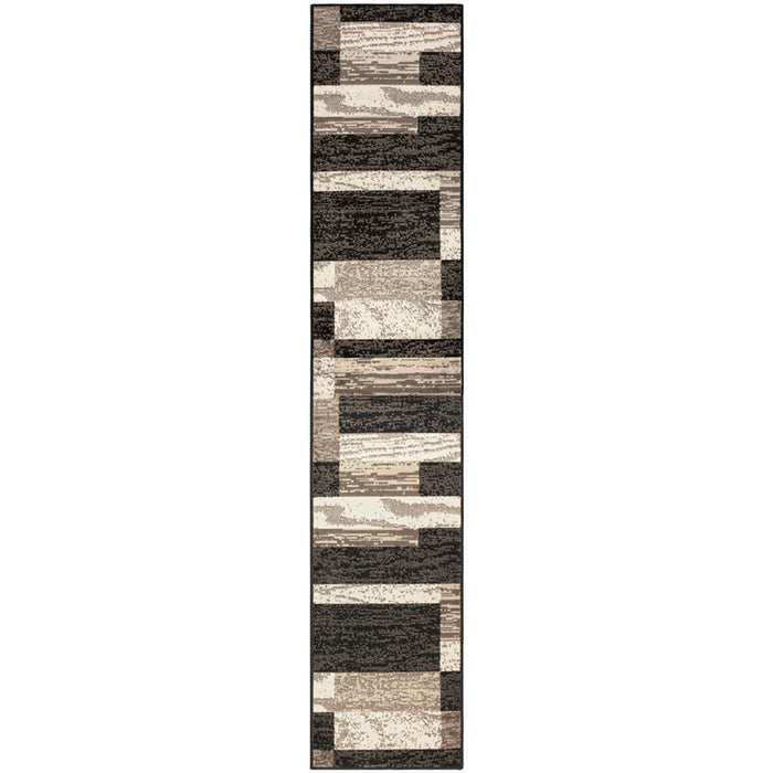 11' Chocolate Patchwork Power Loom Runner Rug