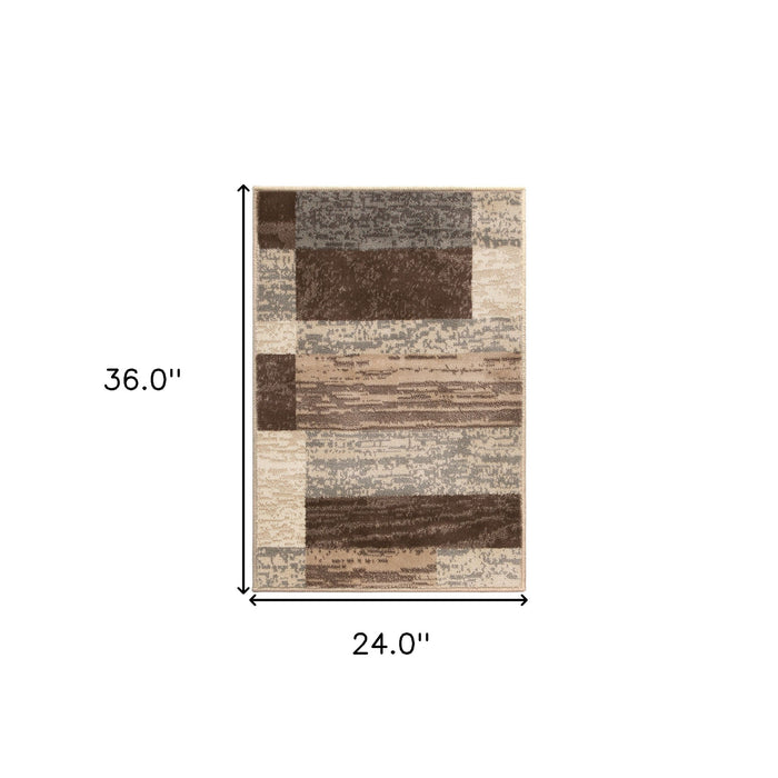 2' X 3' Slate Patchwork Power Loom Stain Resistant Area Rug