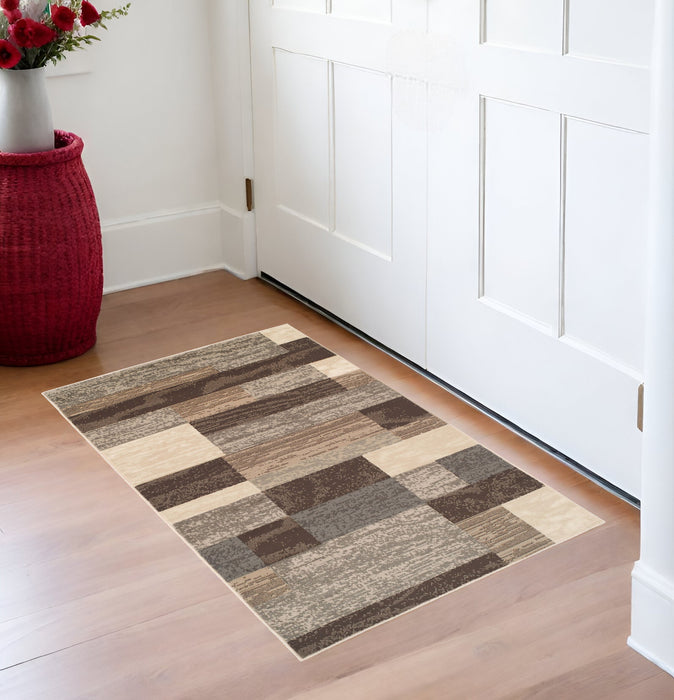 3' X 5' Slate Patchwork Power Loom Stain Resistant Area Rug