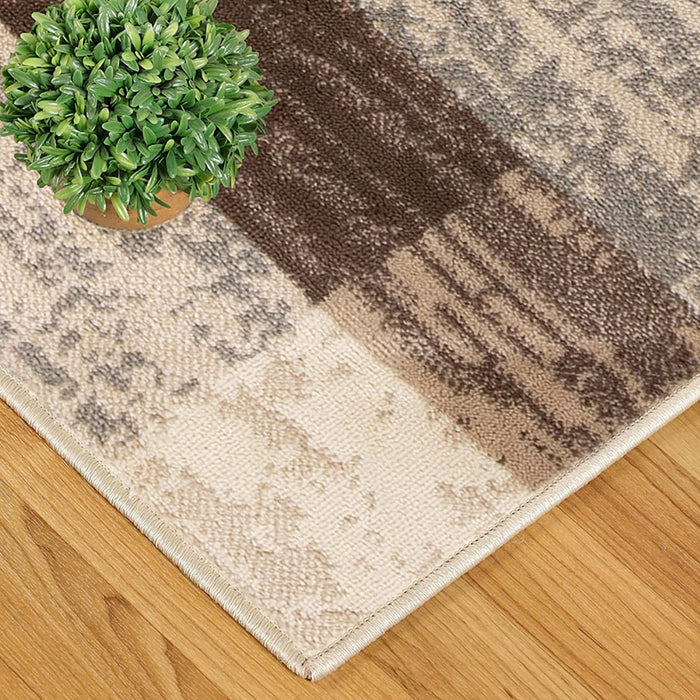 4' X 6' Slate Patchwork Power Loom Stain Resistant Area Rug