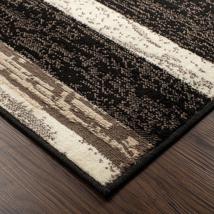 6' X 9' Chocolate Patchwork Power Loom Stain Resistant Area Rug