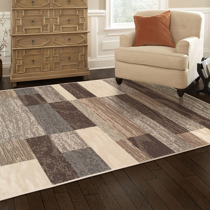 6' X 9' Slate Patchwork Power Loom Stain Resistant Area Rug