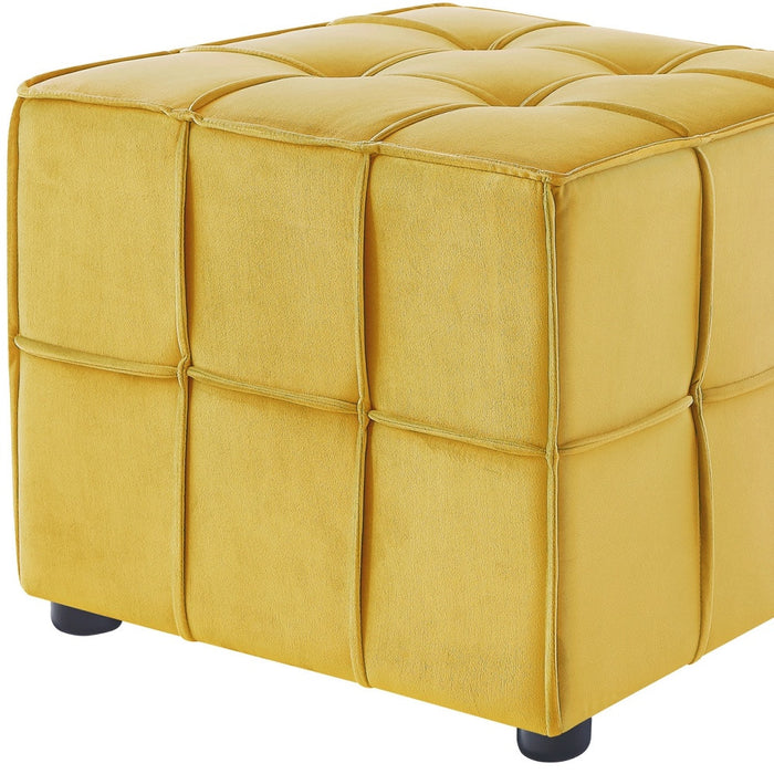 22" Light Gray Velvet And Black Cube Ottoman