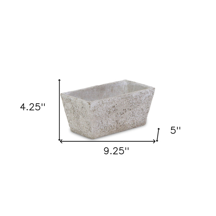 9" Gray Speckle Glaze Cement Indoor Outdoor Rectangular Pot Planter