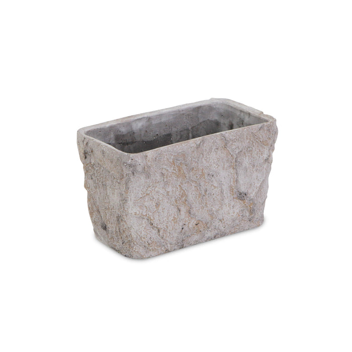 9" Gray Speckle Glaze Cement Indoor Outdoor Rectangular Pot Planter