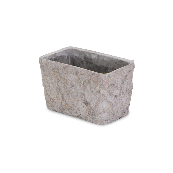 9" Gray Speckle Glaze Cement Indoor Outdoor Rectangular Pot Planter