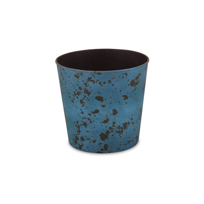 11" Blue Recycled Plastic Indoor Outdoor Round Pot Planter