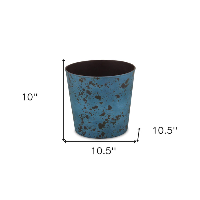 11" Blue Recycled Plastic Indoor Outdoor Round Pot Planter